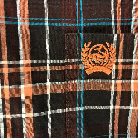 Cinch Western Shirt L Large Button Up Long Sleeve Flip Cuff Plaid Logo Men's - Picture 5 of 12